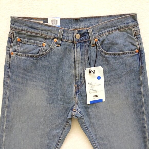 Levi's 505 Cropped Jeans Size 32x20 Blue Denim Stretch - Picture 2 of 8